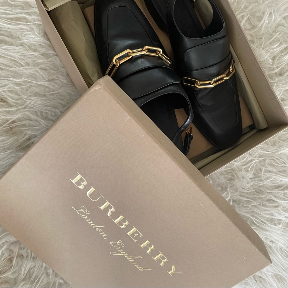 Burberry black sling back flat loafers 40 9